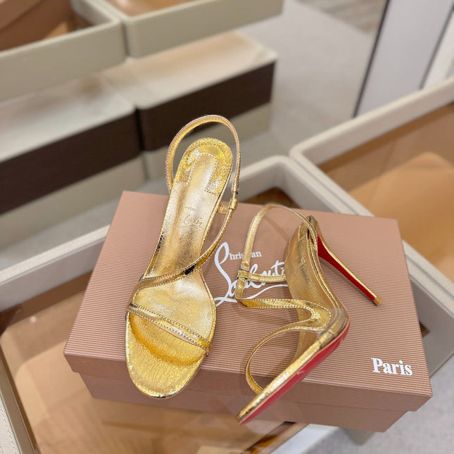 CHRISTIAN LOUBOUTIN 26S ROSA Z HIGH-HEEL SANDALS 105 MM IN GOLD LAMBSKIN