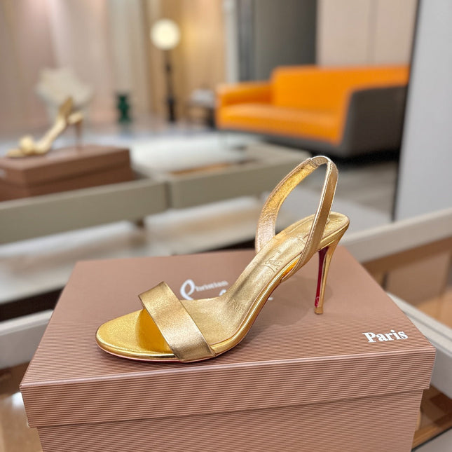 CHRISTIAN LOUBOUTIN 26S HEELED SANDALS 105 MM IN GOLD CALFSKIN
