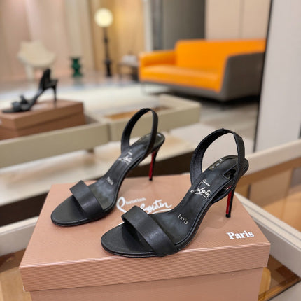 CHRISTIAN LOUBOUTIN 26S HEELED SANDALS 105 MM IN BLACK CALFSKIN