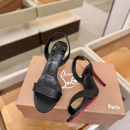 CHRISTIAN LOUBOUTIN 26S HEELED SANDALS 105 MM IN BLACK CALFSKIN