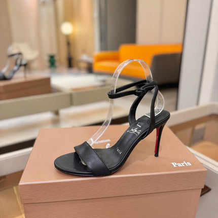 CHRISTIAN LOUBOUTIN 26S HEELED SANDALS 85 MM IN BLACK CALFSKIN