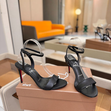 CHRISTIAN LOUBOUTIN 26S HEELED SANDALS 85 MM IN BLACK CALFSKIN