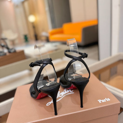 CHRISTIAN LOUBOUTIN 26S HEELED SANDALS 85 MM IN BLACK CALFSKIN