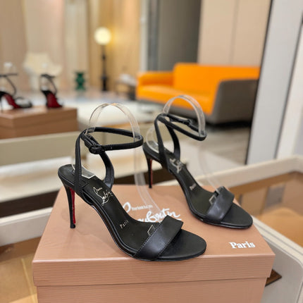 CHRISTIAN LOUBOUTIN 26S HEELED SANDALS 85 MM IN BLACK CALFSKIN