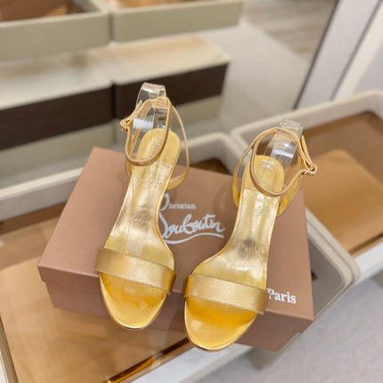 CHRISTIAN LOUBOUTIN 26S HEELED SANDALS 85 MM IN GOLD CALFSKIN