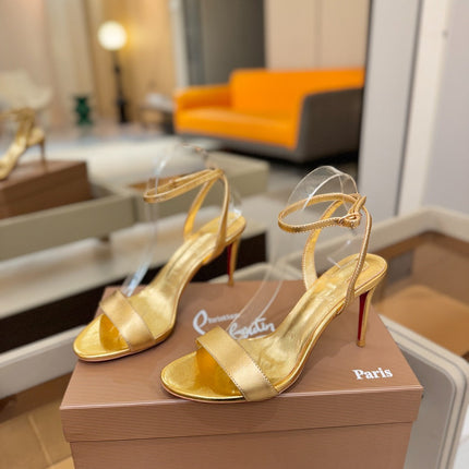 CHRISTIAN LOUBOUTIN 26S HEELED SANDALS 85 MM IN GOLD CALFSKIN