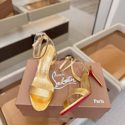 CHRISTIAN LOUBOUTIN 26S HEELED SANDALS 85 MM IN GOLD CALFSKIN