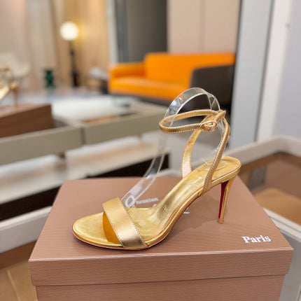 CHRISTIAN LOUBOUTIN 26S HEELED SANDALS 85 MM IN GOLD CALFSKIN