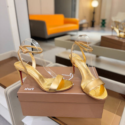 CHRISTIAN LOUBOUTIN 26S HEELED SANDALS 85 MM IN GOLD CALFSKIN