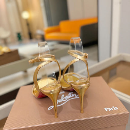 CHRISTIAN LOUBOUTIN 26S HEELED SANDALS 85 MM IN GOLD CALFSKIN