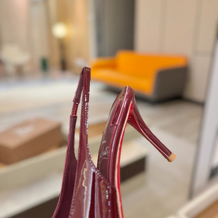 CHRISTIAN LOUBOUTIN 26S SLINGBACK HEELS 85 MM IN DARK RED PATENT CALFSKIN