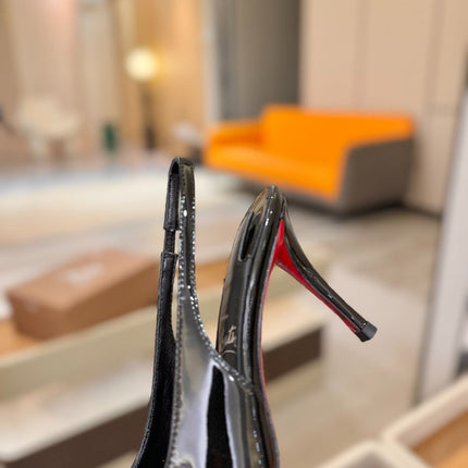 CHRISTIAN LOUBOUTIN 26S SLINGBACK HEELS 85 MM IN BLACK PATENT CALFSKIN