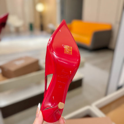 CHRISTIAN LOUBOUTIN 26S SLINGBACK HEELS 85 MM IN RED PATENT CALFSKIN