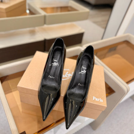 CHRISTIAN LOUBOUTIN 26S POINTED-TOE PUMPS 105 MM IN BLACK PATENT CALFSKIN