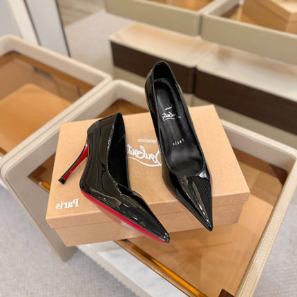 CHRISTIAN LOUBOUTIN 26S POINTED-TOE PUMPS 105 MM IN BLACK PATENT CALFSKIN
