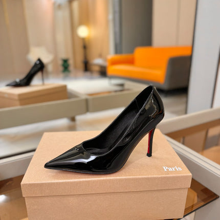 CHRISTIAN LOUBOUTIN 26S POINTED-TOE PUMPS 105 MM IN BLACK PATENT CALFSKIN