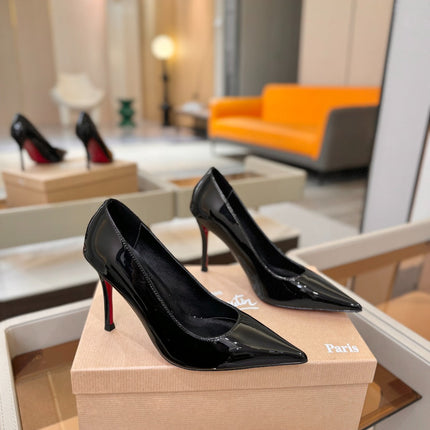 CHRISTIAN LOUBOUTIN 26S POINTED-TOE PUMPS 105 MM IN BLACK PATENT CALFSKIN