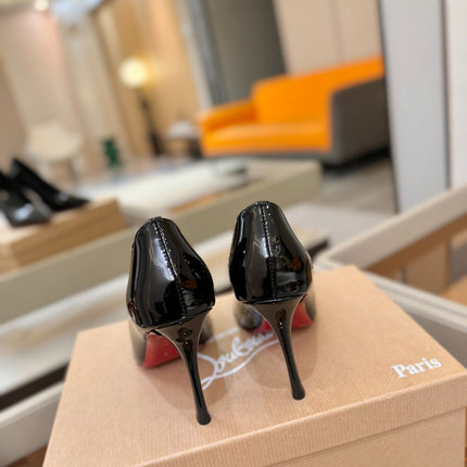 CHRISTIAN LOUBOUTIN 26S POINTED-TOE PUMPS 105 MM IN BLACK PATENT CALFSKIN