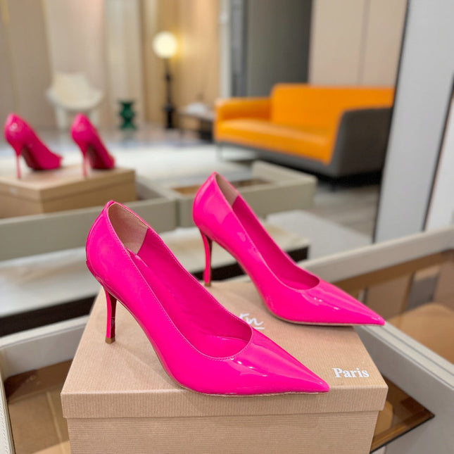 CHRISTIAN LOUBOUTIN 26S POINTED-TOE PUMPS 105 MM IN DARK PINK PATENT CALFSKIN