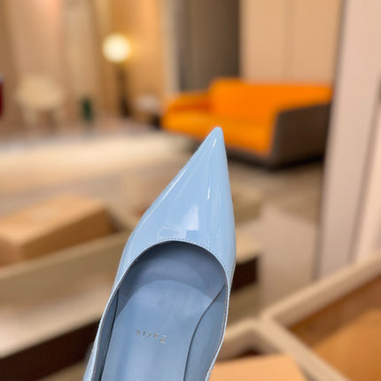 CHRISTIAN LOUBOUTIN 26S POINTED-TOE PUMPS 105 MM IN SKY BLUE PATENT CALFSKIN