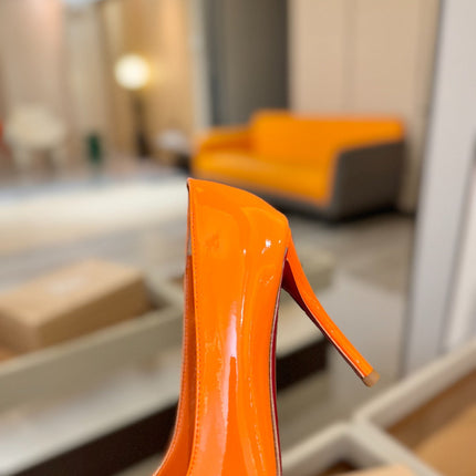CHRISTIAN LOUBOUTIN 26S POINTED-TOE PUMPS 105 MM IN ORANGE PATENT CALFSKIN