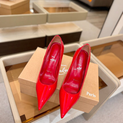 CHRISTIAN LOUBOUTIN 26S POINTED-TOE PUMPS 105 MM IN RED PATENT CALFSKIN