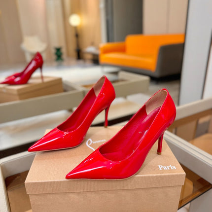 CHRISTIAN LOUBOUTIN 26S POINTED-TOE PUMPS 105 MM IN RED PATENT CALFSKIN