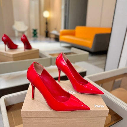 CHRISTIAN LOUBOUTIN 26S POINTED-TOE PUMPS 105 MM IN RED PATENT CALFSKIN
