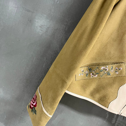 RALPH LAUREN 26S FLORAL-EMBROIDERED SUEDE JACKET 578