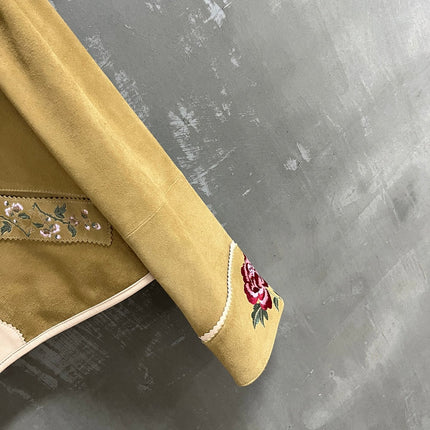 RALPH LAUREN 26S FLORAL-EMBROIDERED SUEDE JACKET 578