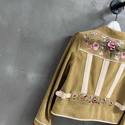 RALPH LAUREN 26S FLORAL-EMBROIDERED SUEDE JACKET 578