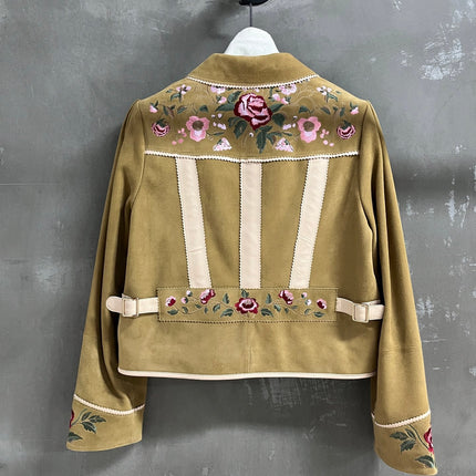 RALPH LAUREN 26S FLORAL-EMBROIDERED SUEDE JACKET 578