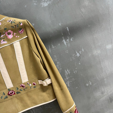 RALPH LAUREN 26S FLORAL-EMBROIDERED SUEDE JACKET 578