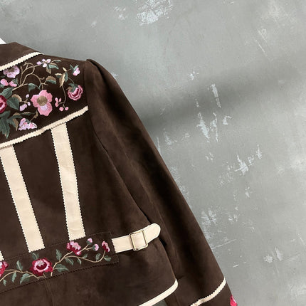 RALPH LAUREN 26S FLORAL-EMBROIDERED SUEDE JACKET 576