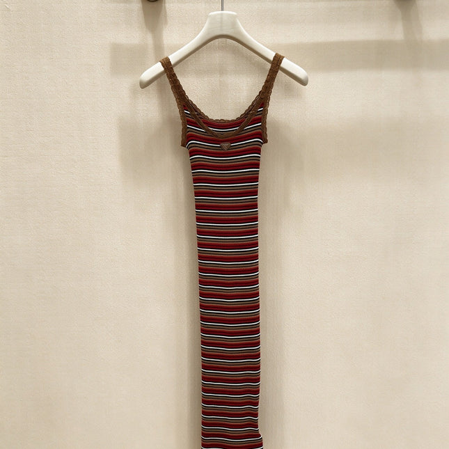 PRADA 26S STRIPED SLIP DRESS 1050