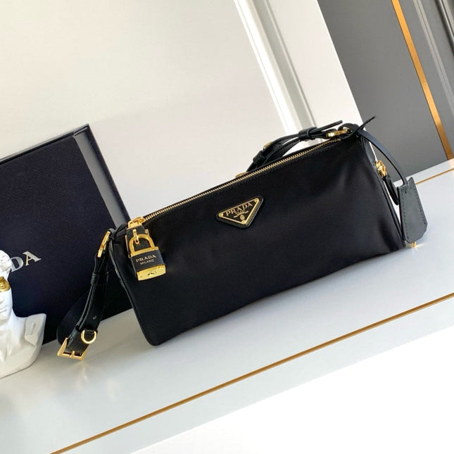 PRADA 26S SHOULDER BAG 27 IN BLACK NYLON