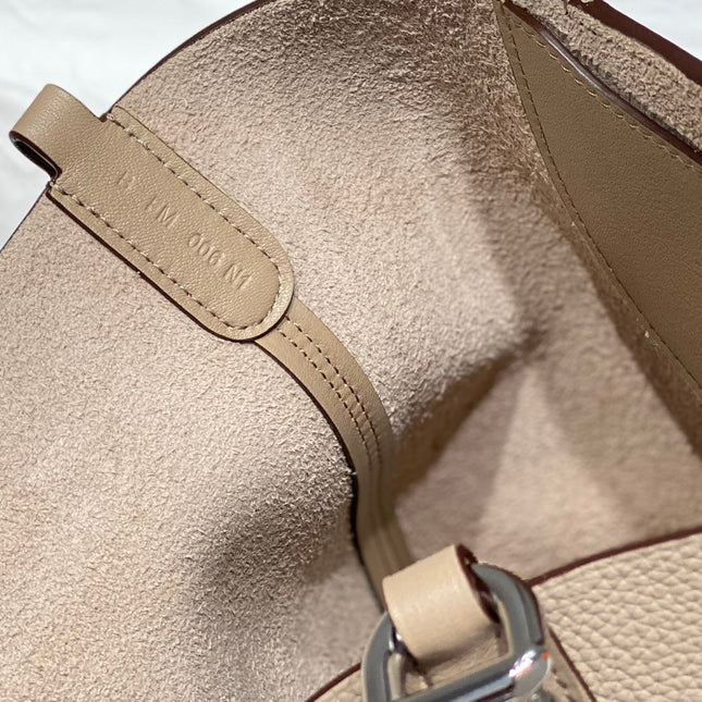 HERMES 25S IN THE LOOP 18 IN LIGHT BROWN CALFSKIN SILVER HARDWARE