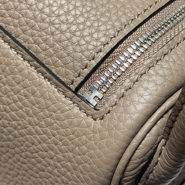 HERMES 25S MINI LINDY 19 IN ETOUPE EPSOM CALFSKIN SILVER HARDWARE