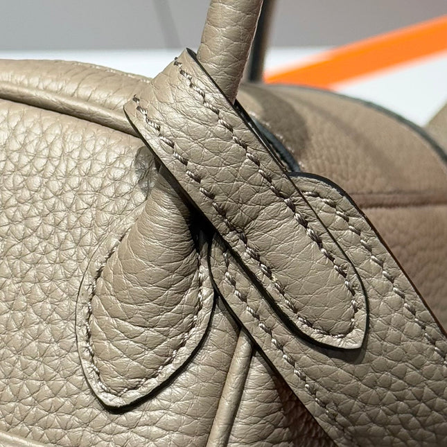 HERMES 25S MINI LINDY 19 IN ETOUPE EPSOM CALFSKIN SILVER HARDWARE