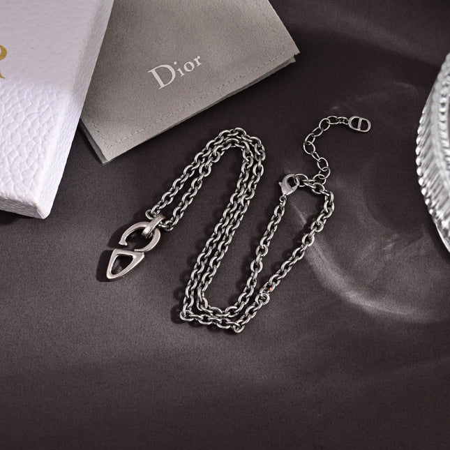 CD 26S CD LOGO CHAIN LINK PENDANT NECKLACE IN SILVER METAL 633196