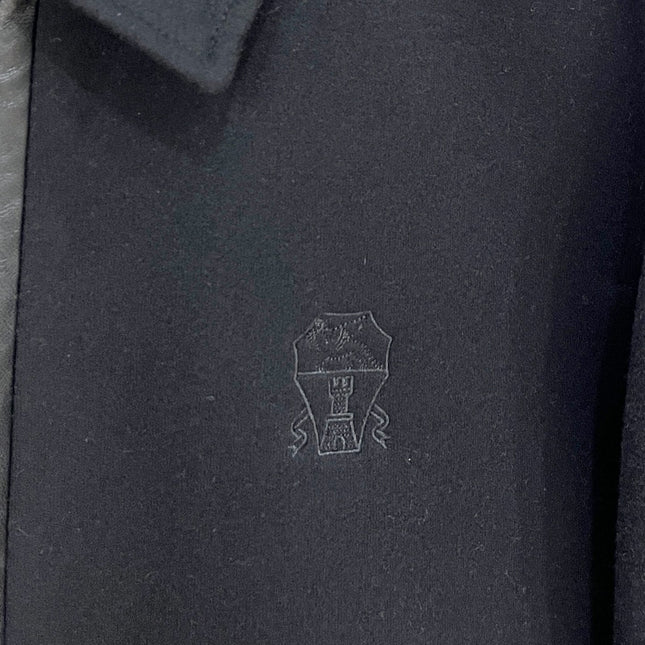 BRUNELLO CUCINELLI BLACK WOOL ZIP-FASTENING JACKET