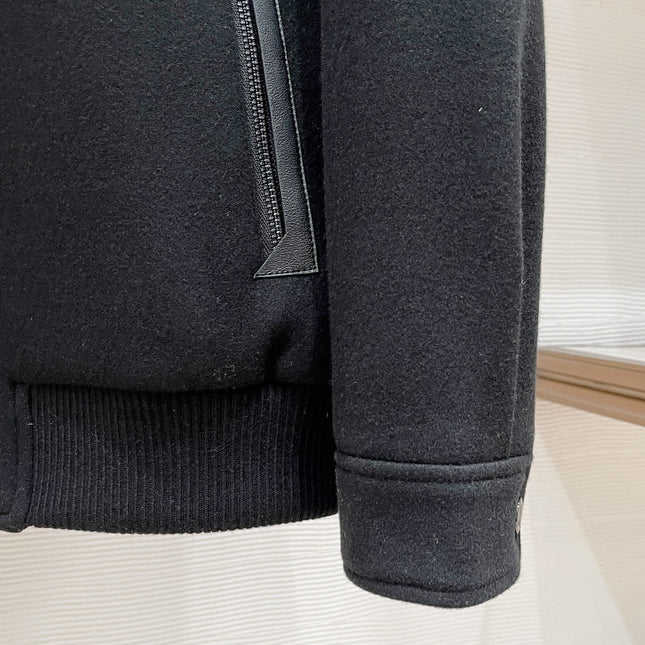 BRUNELLO CUCINELLI BLACK WOOL ZIP-FASTENING JACKET