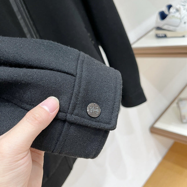BRUNELLO CUCINELLI BLACK WOOL ZIP-FASTENING JACKET