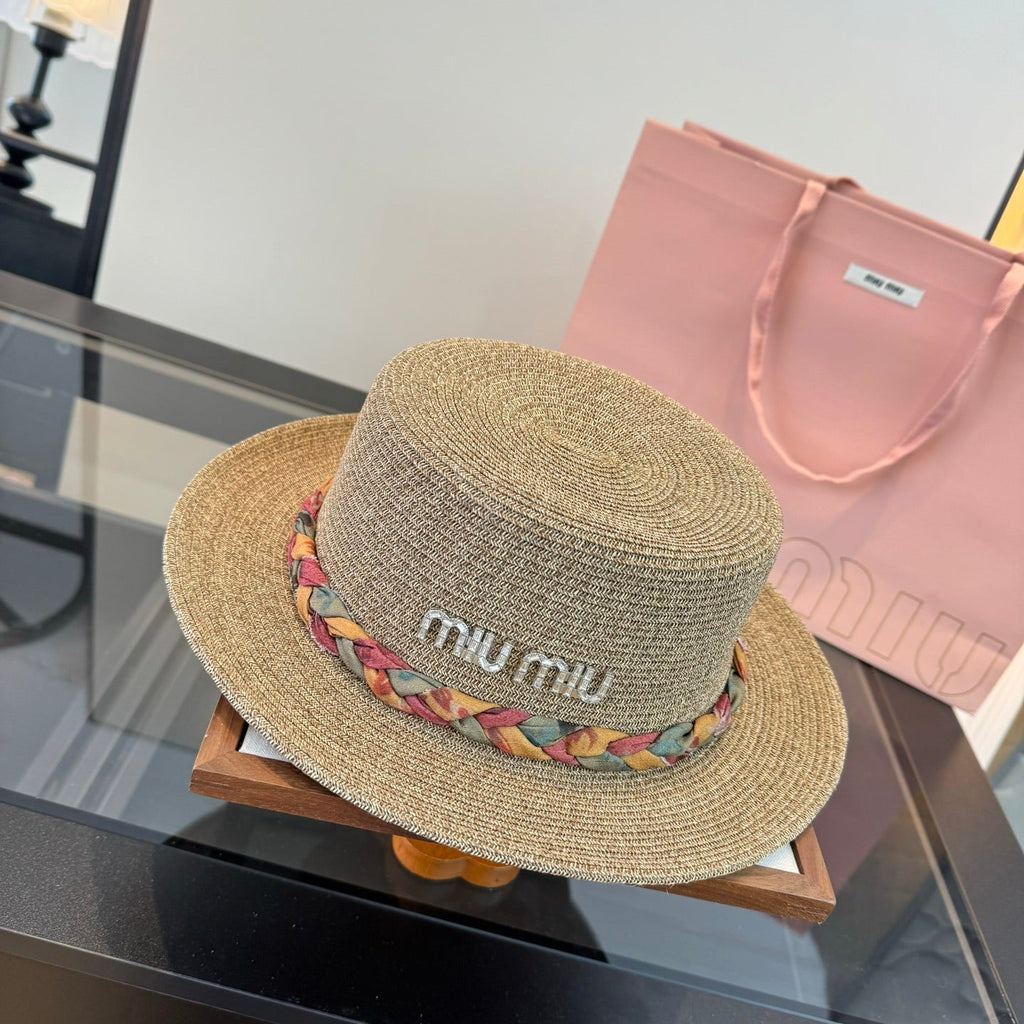 MIUMIU 26S BOATER STRAW HAT 342171