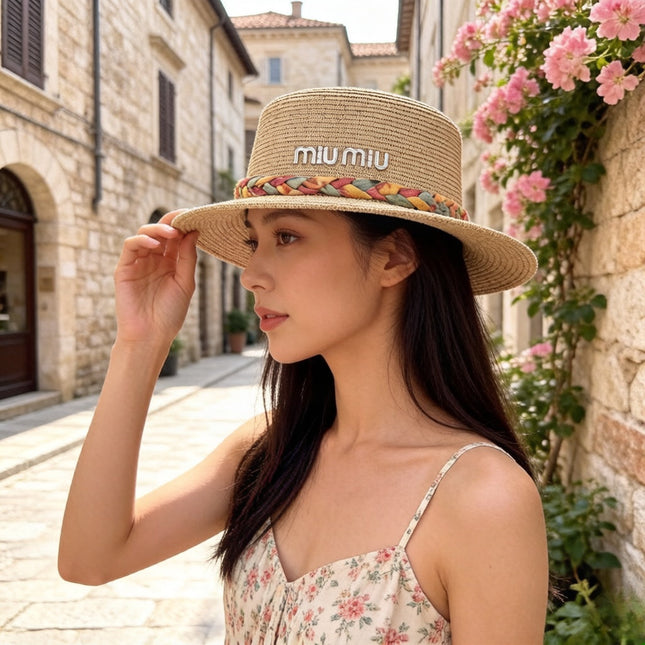 MIUMIU 26S BOATER STRAW HAT 342171