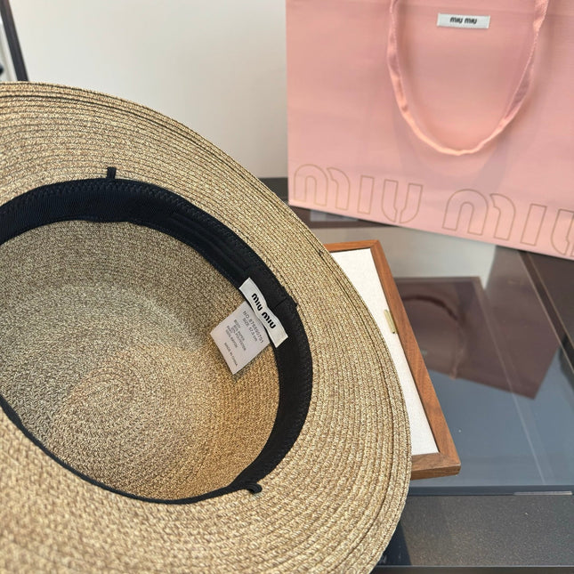MIUMIU 26S BOATER STRAW HAT 342171