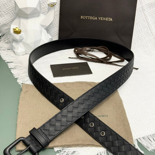BV BELT 3.5CM IN BLACK CALFSKIN BLACK HARDWARE