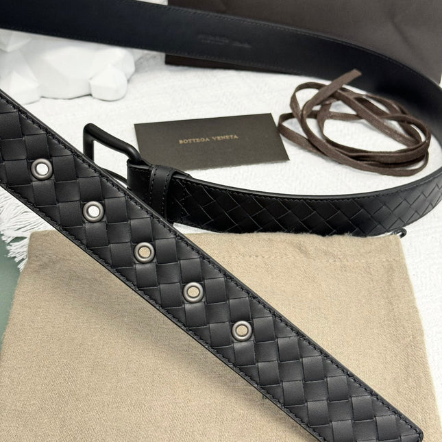 BV BELT 3.5CM IN BLACK CALFSKIN BLACK HARDWARE