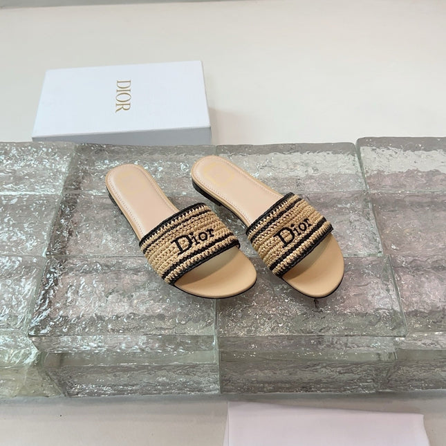 DIOR 26S WOVEN-STRAP SANDALS IN BEIGE CALFSKIN