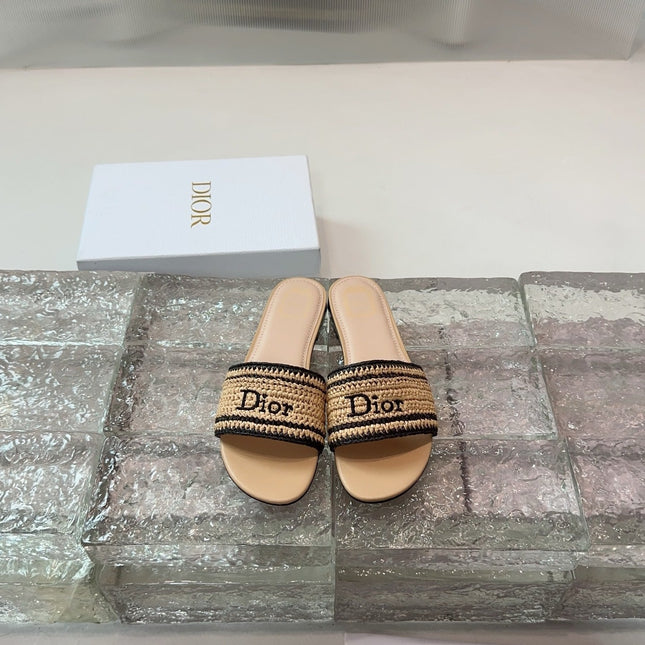 DIOR 26S WOVEN-STRAP SANDALS IN BEIGE CALFSKIN